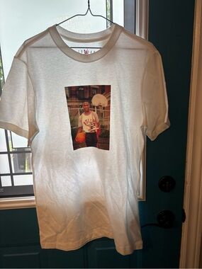 Jordan White Short Sleeve Graphic Tee with Red Accent